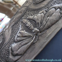 Load image into Gallery viewer, Antique LIBERTY STYLE / GLASGOW STYLE Pewter Arts and Crafts Mirror. Decorated with Butterflies
