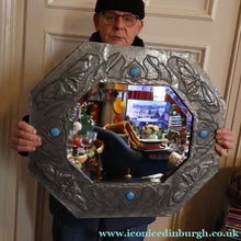 Load image into Gallery viewer, Antique LIBERTY STYLE / GLASGOW STYLE Pewter Arts and Crafts Mirror. Decorated with Butterflies
