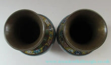 Load image into Gallery viewer, Vintage Cloisonne Dragon and Flaming Pearl Matched Pair of Vases
