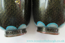 Load image into Gallery viewer, Vintage Cloisonne Dragon and Flaming Pearl Matched Pair of Vases
