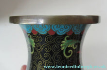 Load image into Gallery viewer, Vintage Cloisonne Dragon and Flaming Pearl Matched Pair of Vases
