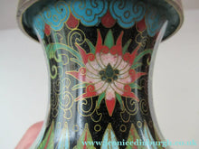 Load image into Gallery viewer, Vintage Cloisonne Dragon and Flaming Pearl Matched Pair of Vases

