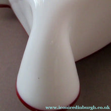 Load image into Gallery viewer, Vintage French Glass Hanging Lamp Shade White and Red Milk Glass
