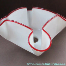 Load image into Gallery viewer, Vintage French Glass Hanging Lamp Shade White and Red Milk Glass
