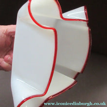 Load image into Gallery viewer, Vintage French Glass Hanging Lamp Shade White and Red Milk Glass

