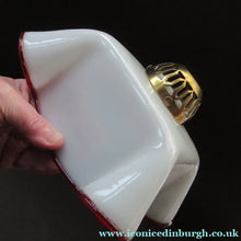 Load image into Gallery viewer, Vintage French Glass Hanging Lamp Shade White and Red Milk Glass
