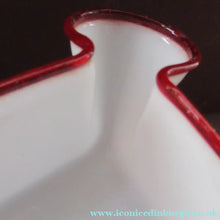 Load image into Gallery viewer, Vintage French Glass Hanging Lamp Shade White and Red Milk Glass
