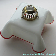 Load image into Gallery viewer, Vintage French Glass Hanging Lamp Shade White and Red Milk Glass

