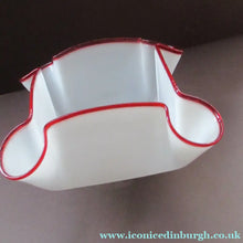 Load image into Gallery viewer, Vintage French Glass Hanging Lamp Shade White and Red Milk Glass
