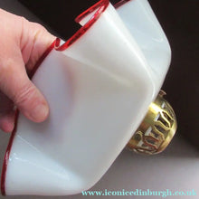 Load image into Gallery viewer, Vintage French Glass Hanging Lamp Shade White and Red Milk Glass
