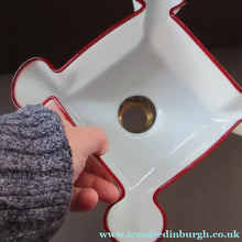 Load image into Gallery viewer, Vintage French Glass Hanging Lamp Shade White and Red Milk Glass
