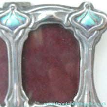 Load image into Gallery viewer, Antique Miniature Art Nouveau STERLING SILVER Double Photo Frame with Enamel Highlights

