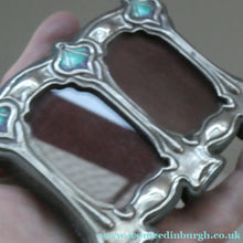 Load image into Gallery viewer, Antique Miniature Art Nouveau STERLING SILVER Double Photo Frame with Enamel Highlights
