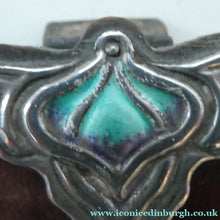 Load image into Gallery viewer, Antique Miniature Art Nouveau STERLING SILVER Double Photo Frame with Enamel Highlights
