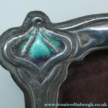 Load image into Gallery viewer, Antique Miniature Art Nouveau STERLING SILVER Double Photo Frame with Enamel Highlights
