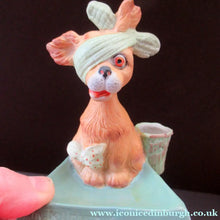 Load image into Gallery viewer, Bisque Porcelain Figure by Schafer &amp; Vater. Comical Dog Model Set Onto an Ashtray
