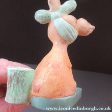 Load image into Gallery viewer, Bisque Porcelain Figure by Schafer &amp; Vater. Comical Dog Model Set Onto an Ashtray
