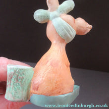Load image into Gallery viewer, Bisque Porcelain Figure by Schafer &amp; Vater. Comical Dog Model Set Onto an Ashtray
