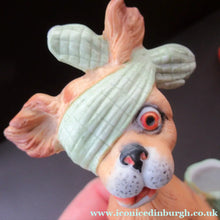 Load image into Gallery viewer, Bisque Porcelain Figure by Schafer &amp; Vater. Comical Dog Model Set Onto an Ashtray
