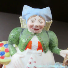 Load image into Gallery viewer, Bisque Porcelain Figure by Schafer &amp; Vater. Match Holder in the Form of a Lady Carrying a Basket 
