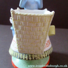Load image into Gallery viewer, Bisque Porcelain Figure by Schafer &amp; Vater. Match Holder in the Form of a Lady Carrying a Basket 
