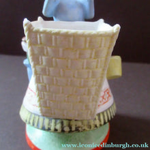 Load image into Gallery viewer, Bisque Porcelain Figure by Schafer &amp; Vater. Match Holder in the Form of a Lady Carrying a Basket 
