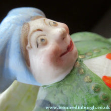 Load image into Gallery viewer, Bisque Porcelain Figure by Schafer &amp; Vater. Match Holder in the Form of a Lady Carrying a Basket 
