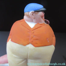 Load image into Gallery viewer, Antique Miniature Bisque Porcelain Figure by Schafer &amp; Vater. Match Holder in the Form of a Man in an Orange Jacket: ON
