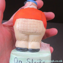 Load image into Gallery viewer, Porcelain Figure by Schafer &amp; Vater. Match Holder in the Form of a Man in an Orange Jacket: ON STRIKE

