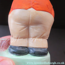 Load image into Gallery viewer, Porcelain Figure by Schafer &amp; Vater. Match Holder in the Form of a Man in an Orange Jacket: ON STRIKE
