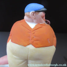 Load image into Gallery viewer, Antique Miniature Bisque Porcelain Figure by Schafer &amp; Vater. Match Holder in the Form of a Man in an Orange Jacket: ON
