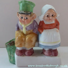 Load image into Gallery viewer, Antique PAIR of Miniature Bisque Porcelain Figures by Schafer &amp; Vater.  Dutch Couple in the form of a Match Holder and Striker
