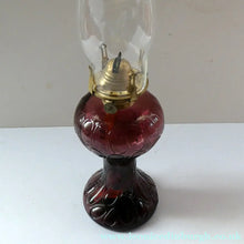 Load image into Gallery viewer, Antique Purple Glass Oil Lamp Complete. Possibly American. Signed MR
