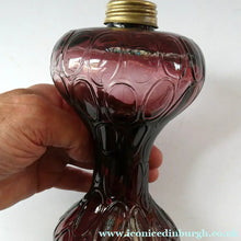 Load image into Gallery viewer, Antique Purple Glass Oil Lamp Complete. Possibly American. Signed MR
