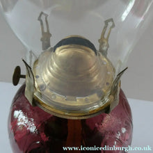 Load image into Gallery viewer, Antique Purple Glass Oil Lamp Complete. Possibly American. Signed MR
