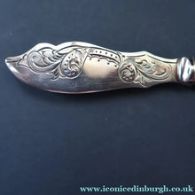 Load image into Gallery viewer, Antique Pair of Electro-Plate Berry Spoons &amp; Mother of Pearl Fruit Knife by JE &amp; SS. FITTED CASE
