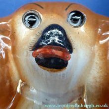 Load image into Gallery viewer, Antique Pair of Staffordshire Dogs Chimney Spaniels / Wally Dugs. 11 inches.  Unusual Brown &amp; White Dogs - with Original Glass Eyes; c 1880s
