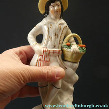 Load image into Gallery viewer, Antique Staffordshire Figurine Pair. Couple out Fruit Picking
