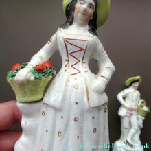 Load image into Gallery viewer, Antique Staffordshire Figurine Pair. Couple out Fruit Picking
