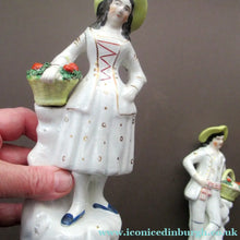 Load image into Gallery viewer, Antique Staffordshire Figurine Pair. Couple out Fruit Picking
