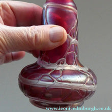 Load image into Gallery viewer,  Pallme-Konig ART GLASS Cranberry Glass Vase. 1904 Silver Collar
