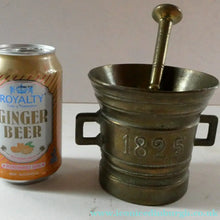 Load image into Gallery viewer, Antique Pharmacy Heavy Solid Brass Mortar And Pestle (B). Dated 1825
