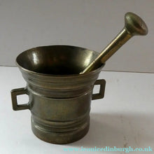 Load image into Gallery viewer, Antique Pharmacy Heavy Solid Brass Mortar And Pestle (B). Dated 1825
