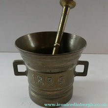 Load image into Gallery viewer, Antique Pharmacy Heavy Solid Brass Mortar And Pestle (B). Dated 1825
