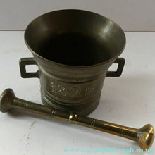 Load image into Gallery viewer, Antique Pharmacy Heavy Solid Brass Mortar And Pestle (B). Dated 1825
