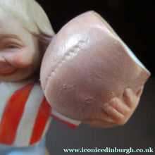 Load image into Gallery viewer, Antique Porcelain Match Holder &amp; Striker by Schafer &amp; Vater. FOOTBALLER HOLDING A FOOTBALL
