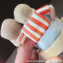 Load image into Gallery viewer, Antique Porcelain Match Holder &amp; Striker by Schafer &amp; Vater. FOOTBALLER HOLDING A FOOTBALL
