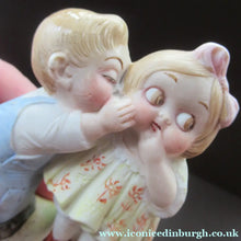 Load image into Gallery viewer, Porcelain Match Holder by Schafer &amp; Vater. GOOGLE EYED COUPLE EMBRACING
