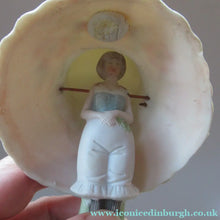 Load image into Gallery viewer, Antique Porcelain Nodder Figurine by Schafer &amp; Vater. CHERCHEZ LA FEMME. Woman in Massive Hat 
