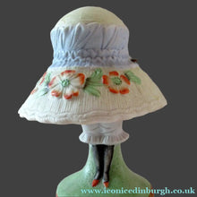 Load image into Gallery viewer, Antique Porcelain Nodder Figurine by Schafer &amp; Vater. CHERCHEZ LA FEMME. Woman in Massive Hat 
